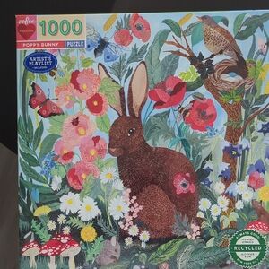 eeBoo Poppy Bunny 1000-Piece Puzzle - Brown and Multicolor
